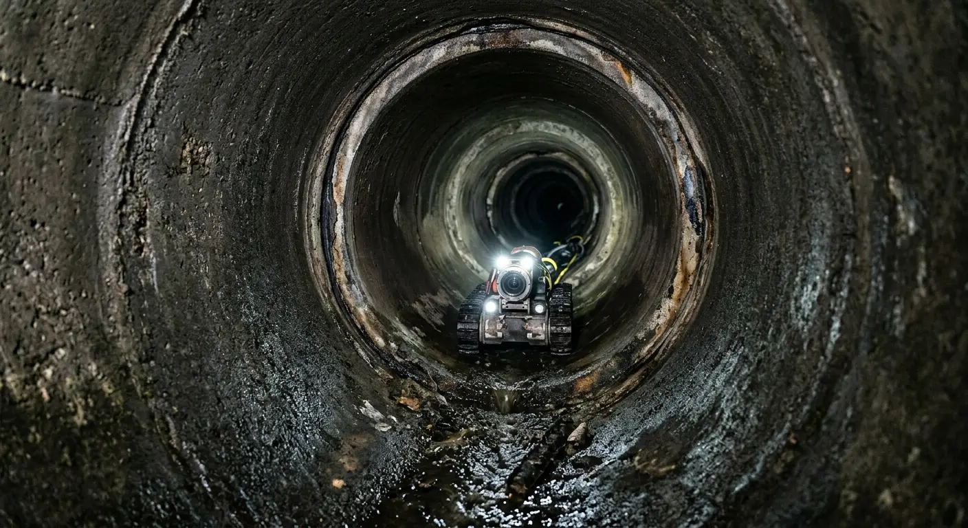 Robotic sewer camera inspecting pipe interior for Sewer Line Repair in Grand Island